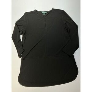 Lauren Ralph‎ Lauren Black Tunic Dress Keyhole Neck Long Sleeve Womens Size M